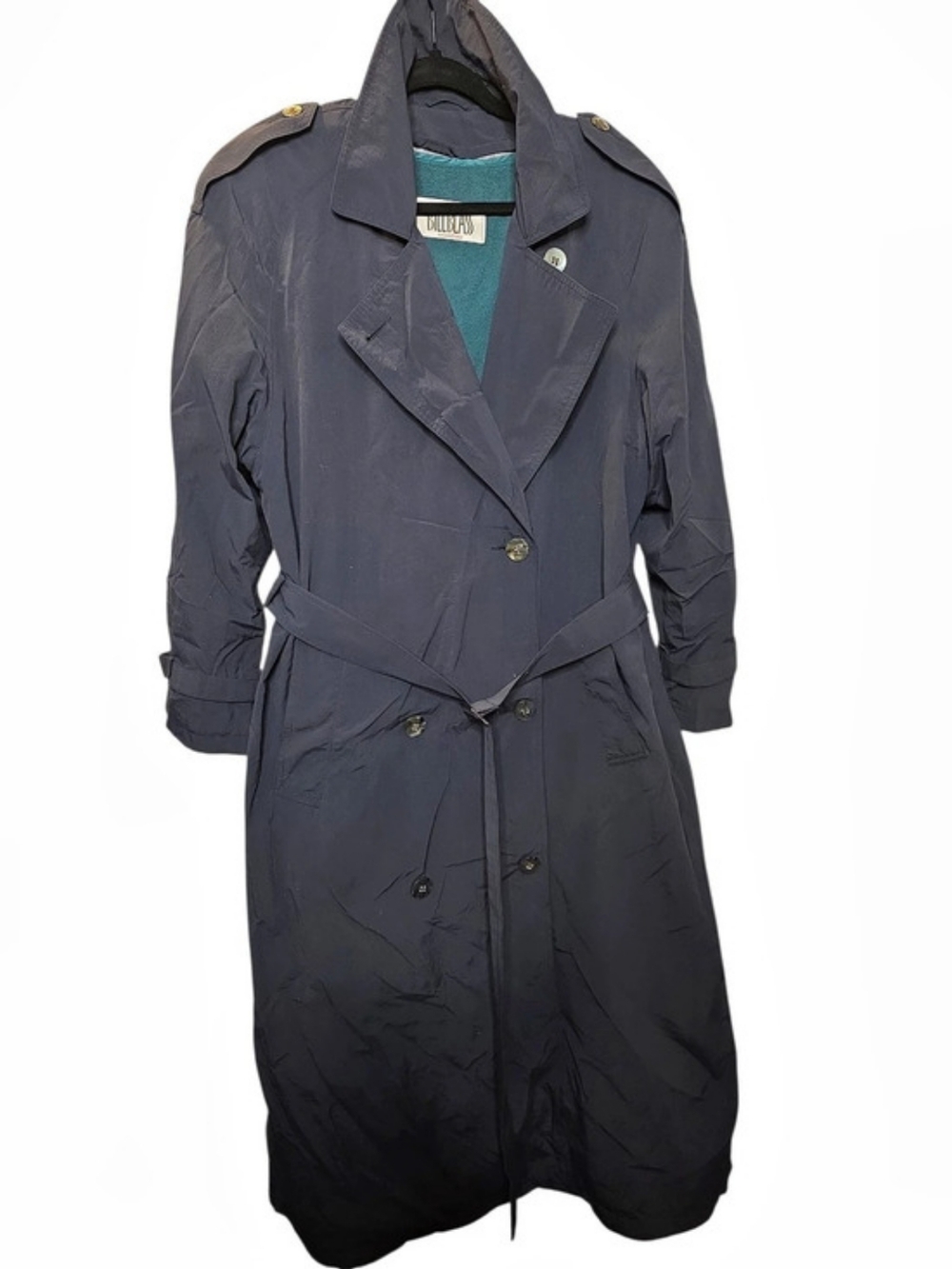 Bill Blass Women's Vintage Double Breasted Black Trench Coat Outerwear 1X